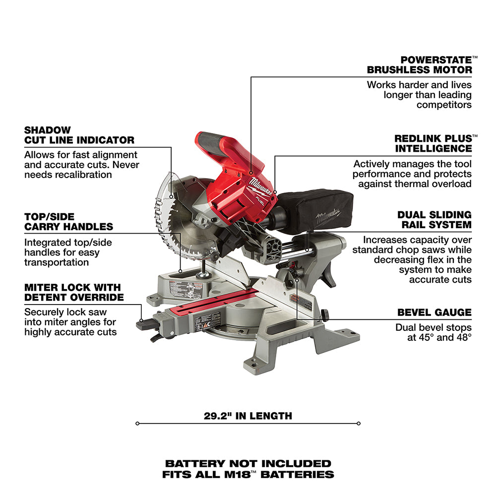 M18 FUEL™ 7-1/4 in. Dual Bevel Sliding Compound Miter Saw