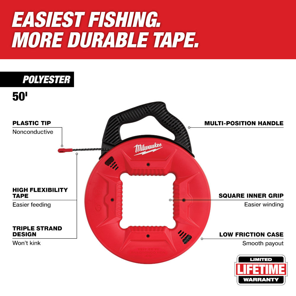 50 Ft. Polyester Fish Tape with Non-Conductive Tip