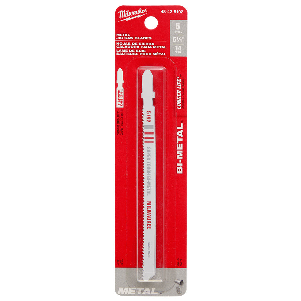 5-1/4" 14TPI T-Shank Metal Cutting Bi-Metal Jig Saw Blades (5 PK)