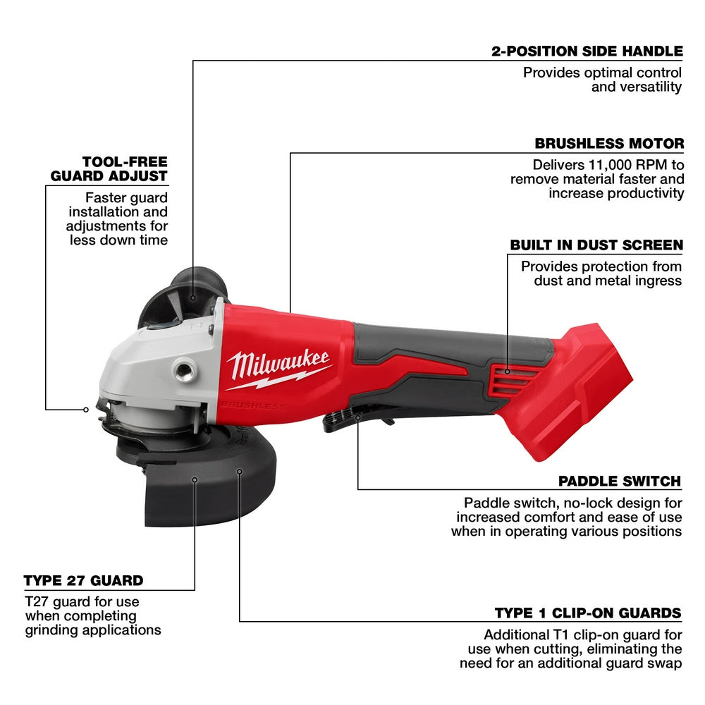 M18™ Brushless 4-1/2" / 5" Cut-Off Grinder, Paddle Switch