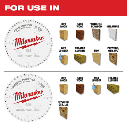 Circular Saw Two-Pack Wood Cutting Blades 10" 40T + 60T