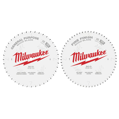 Circular Saw Two-Pack Wood Cutting Blades 10" 40T + 60T