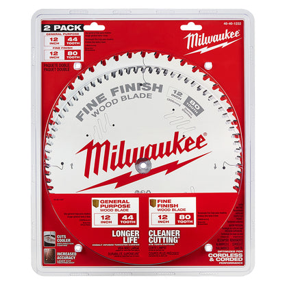 Circular Saw Two-Pack Wood Cutting Blades 12" 44T + 80T