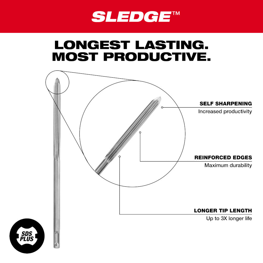 SDS Plus SLEDGE™ 10" Bull Point Chisel