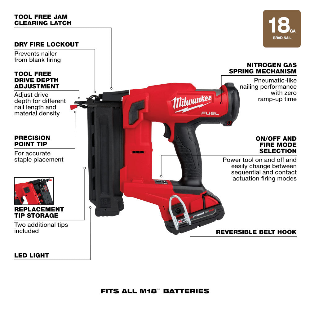 M18 FUEL™ 18 Gauge Brad Nailer Kit