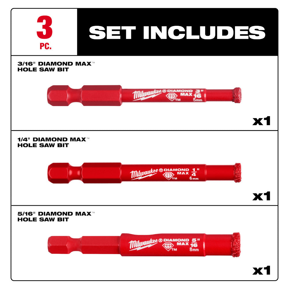 DIAMOND MAX™ Hole Saw Bit Set - 3PC