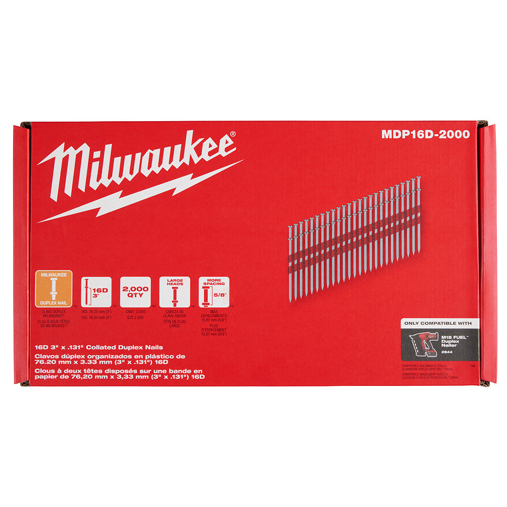 Milwaukee® 16D 3” x .131” Collated Duplex Nails