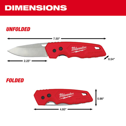 Measurement chart of a Milwaukee pocket knife, unfolded and folded.