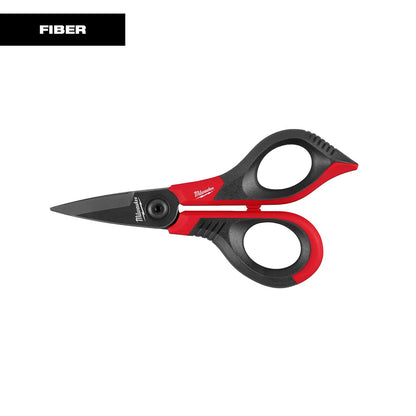 Red and black scissors with Milwaukee logo on a white background