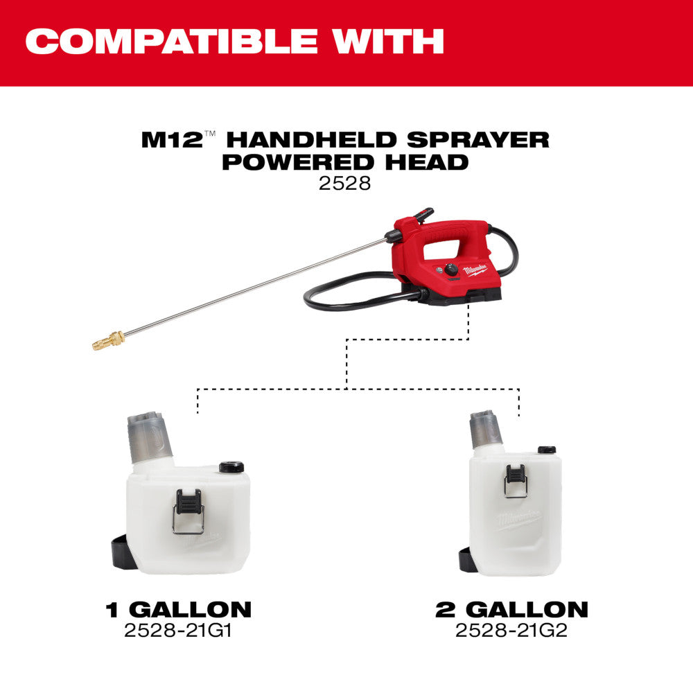 Compatible with M12 Handheld Sprayer Powered Head #2528, 1 Gallon #2528-21G1, 2 Gallon #2528-21G2