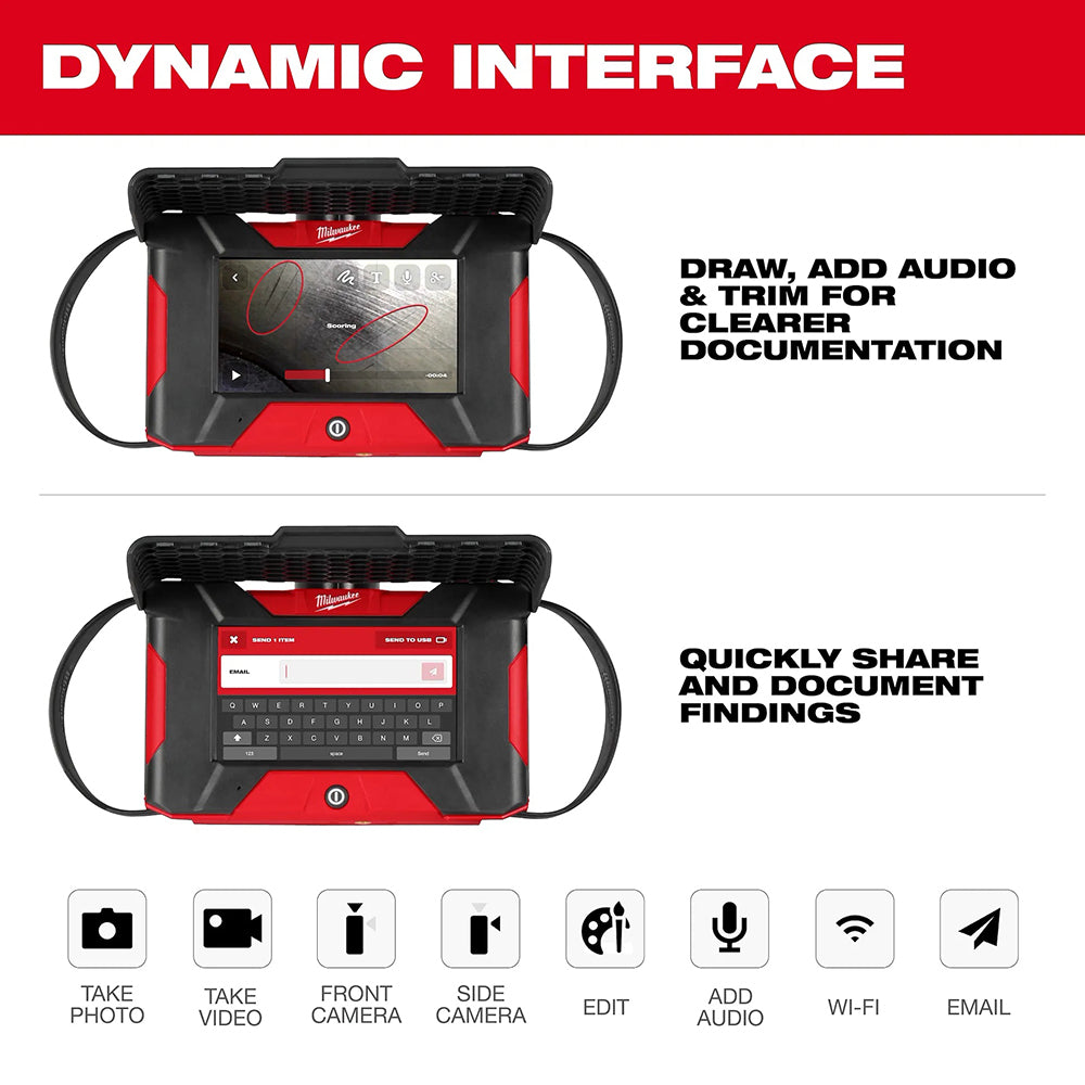 M12™ Auto Shop Borescope with digital display and keyboard, featuring text on dynamic interface and documentation capabilities.