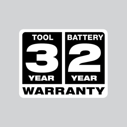 Tool 3 Year, Battery 2 Year, Warranty