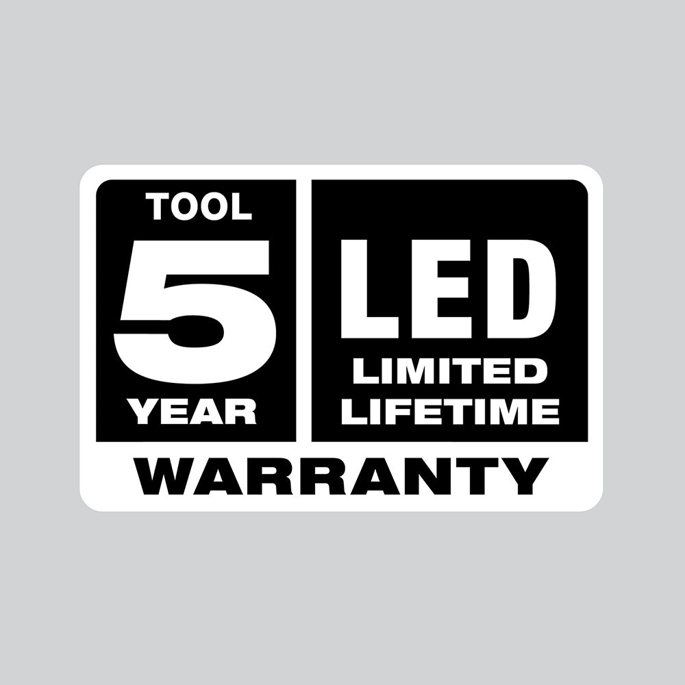 Warranty: Tool - 5 Year, LED - Limited Lifetime 