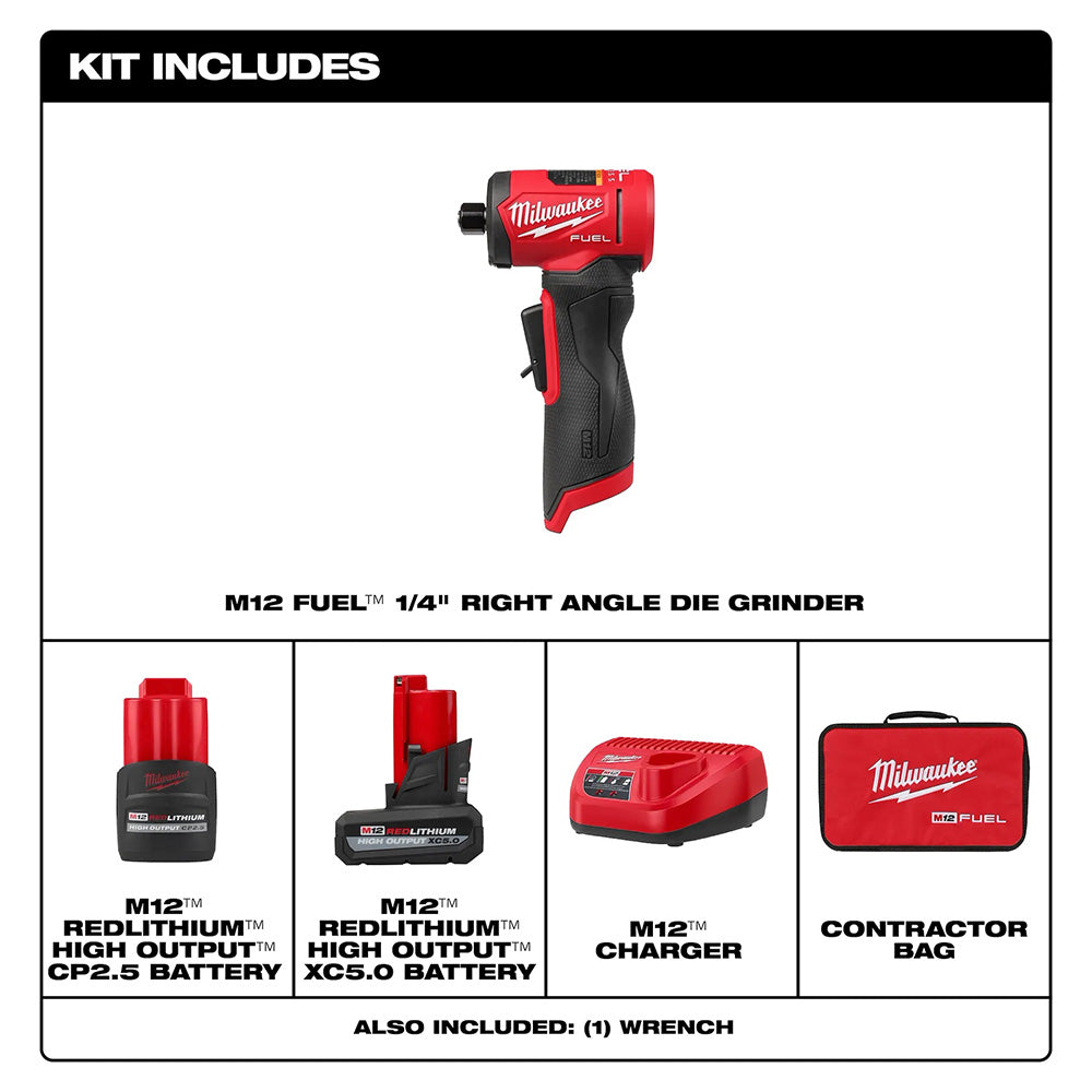 M12 FUEL™ 1/4" Right Angle Die Grinder Kit