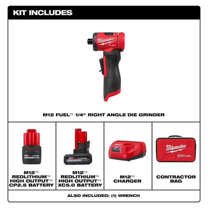 M12 FUEL™ 1/4" Right Angle Die Grinder Kit