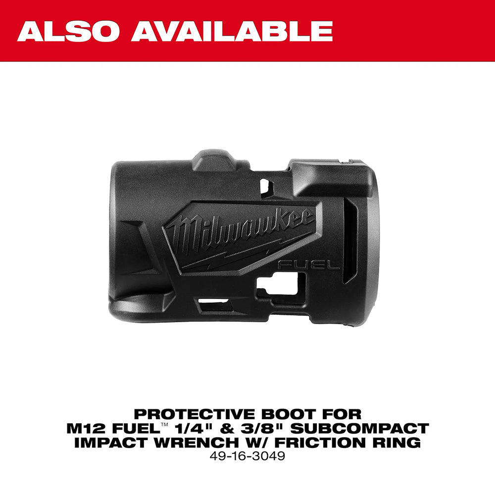 Black protective boot for impact wrench with Milwaukee logo on a white background