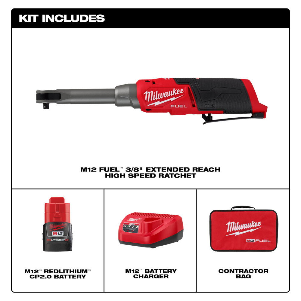 M12 FUEL™ 3/8" Extended Reach High Speed Ratchet Kit