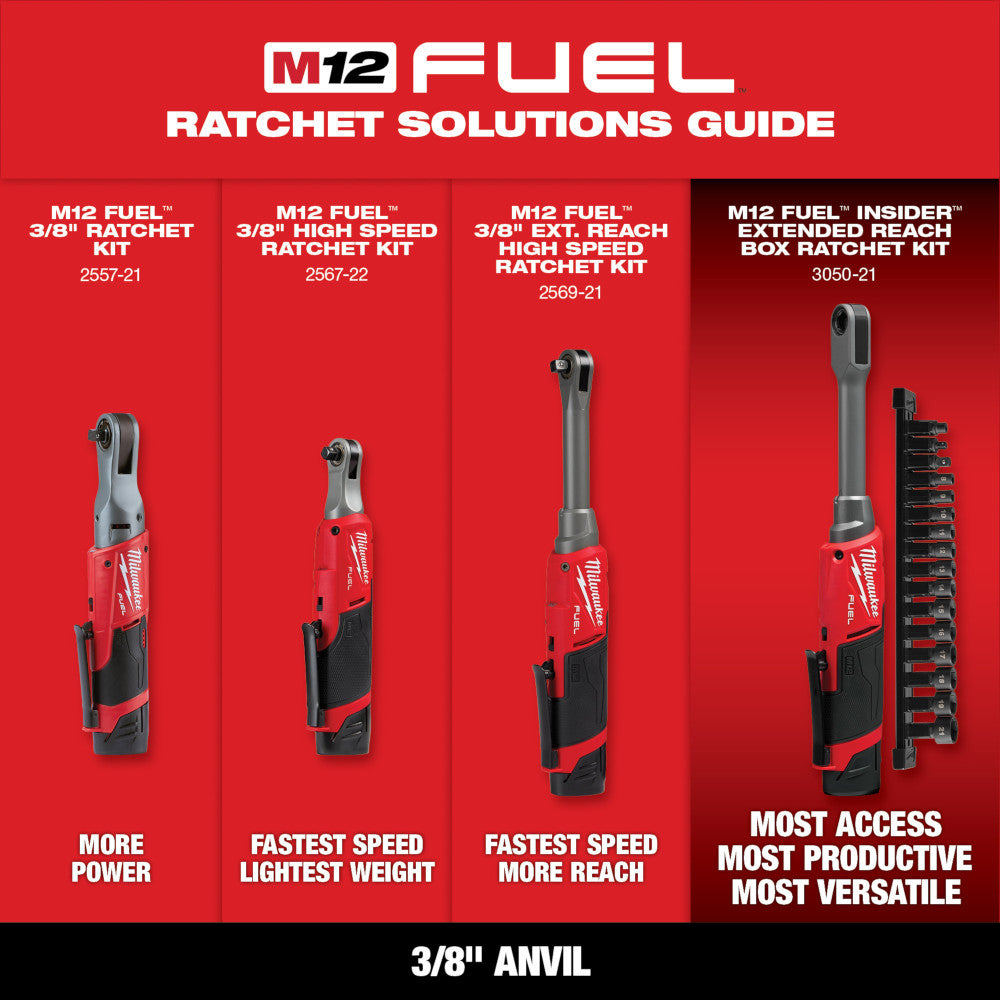 M12 FUEL™ 3/8" Extended Reach High Speed Ratchet Kit