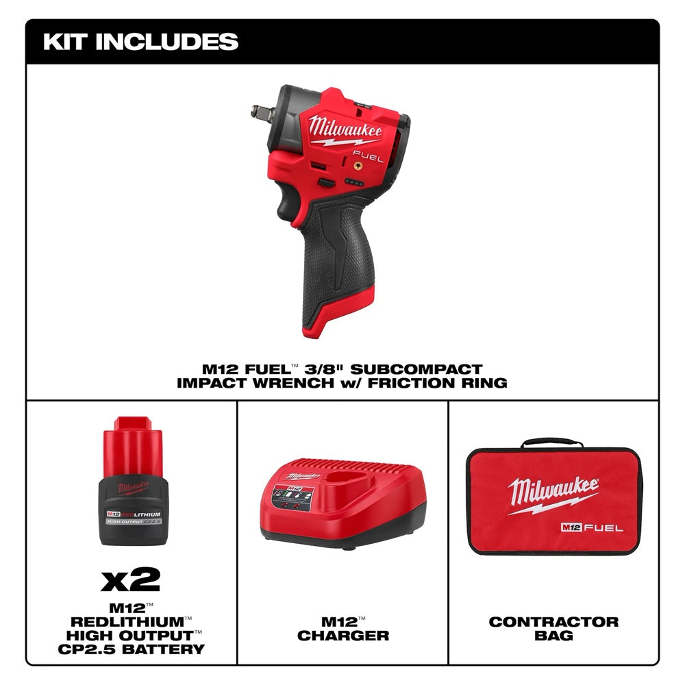M12 FUEL™ 3/8" Subcompact Impact Wrench w/ Friction Ring Kit