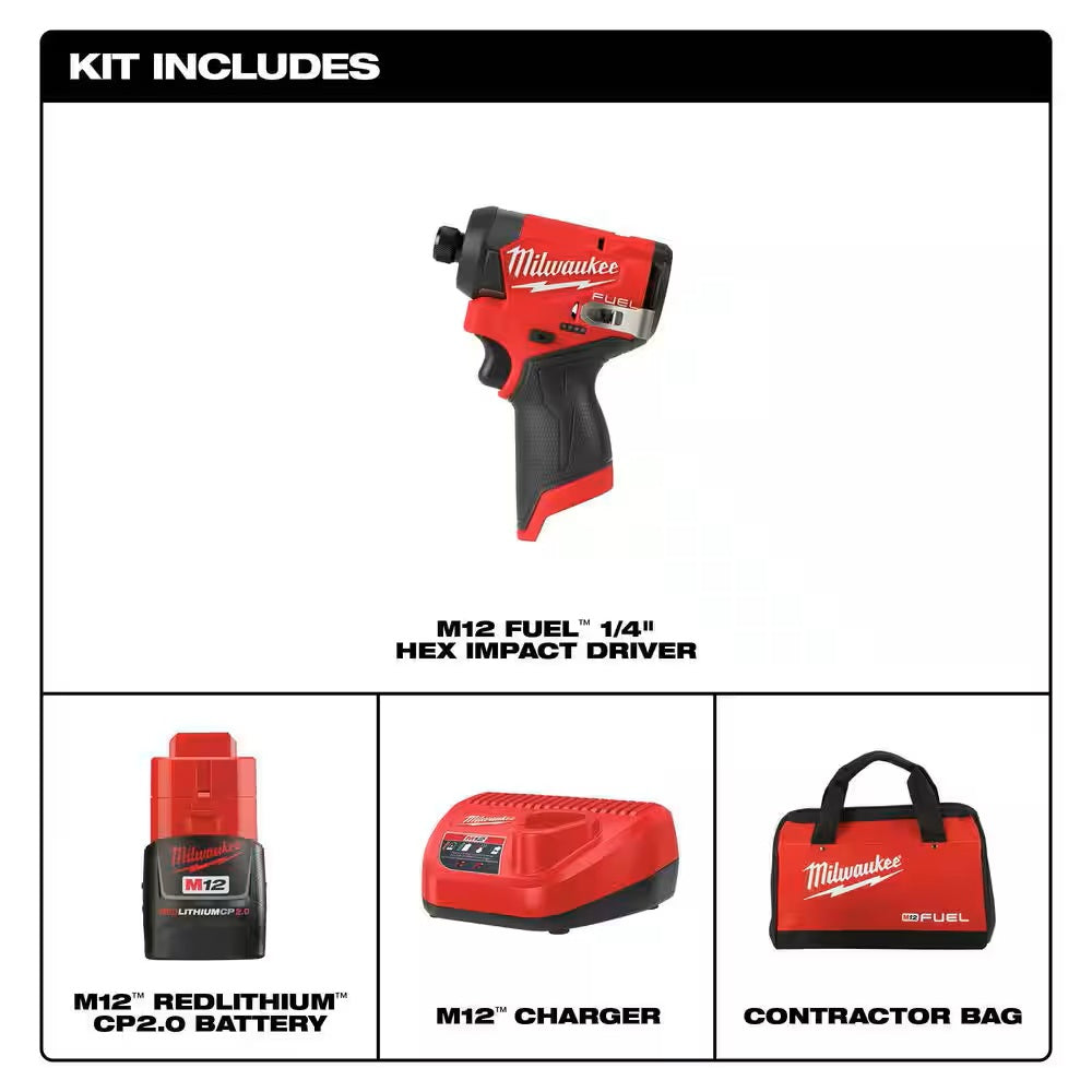 M12 FUEL™ 1/4" Hex Impact Driver 1 Battery Kit