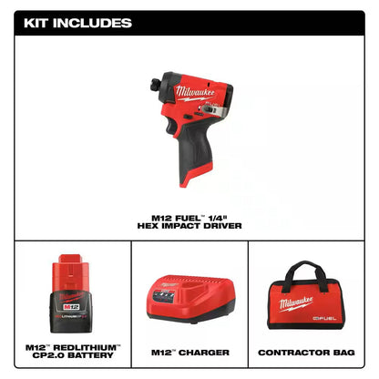 M12 FUEL™ 1/4" Hex Impact Driver 1 Battery Kit