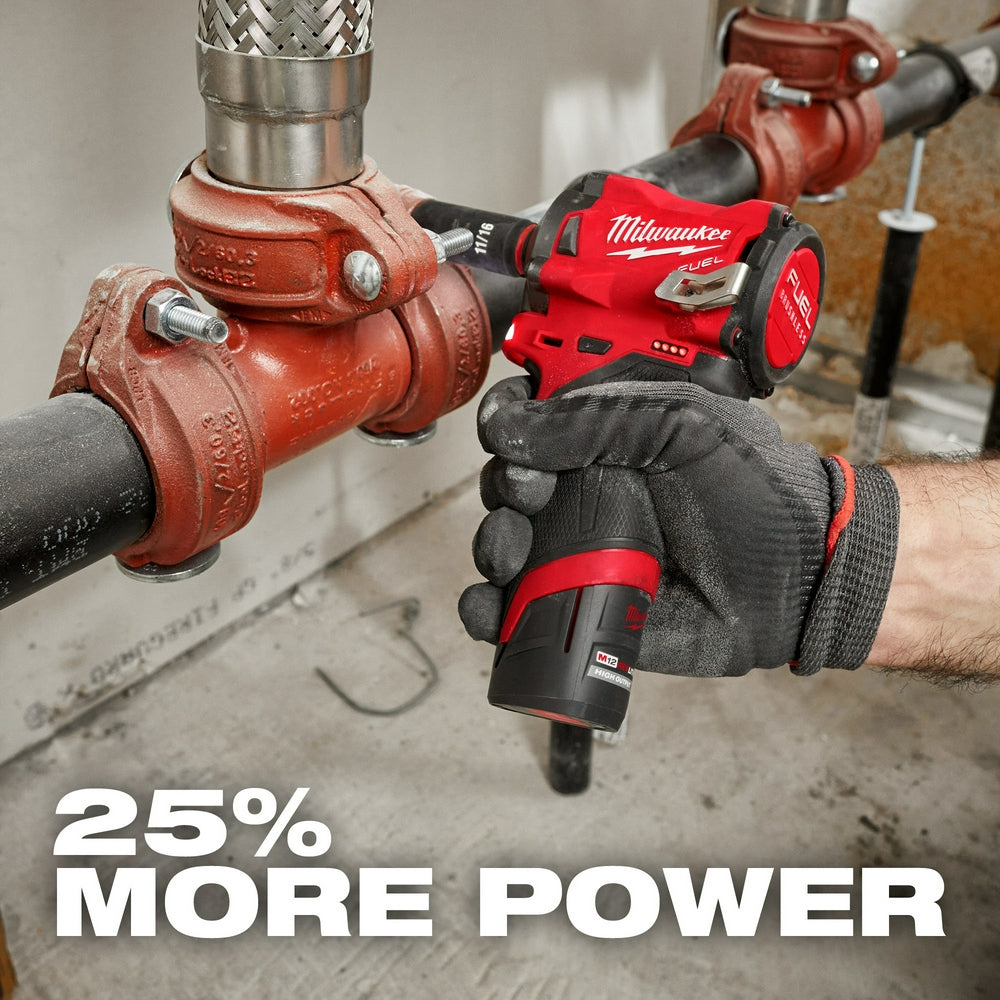25% More Power. Using tool with battery in construction scenario 