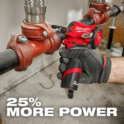 25% More Power. Using tool with battery in construction scenario 