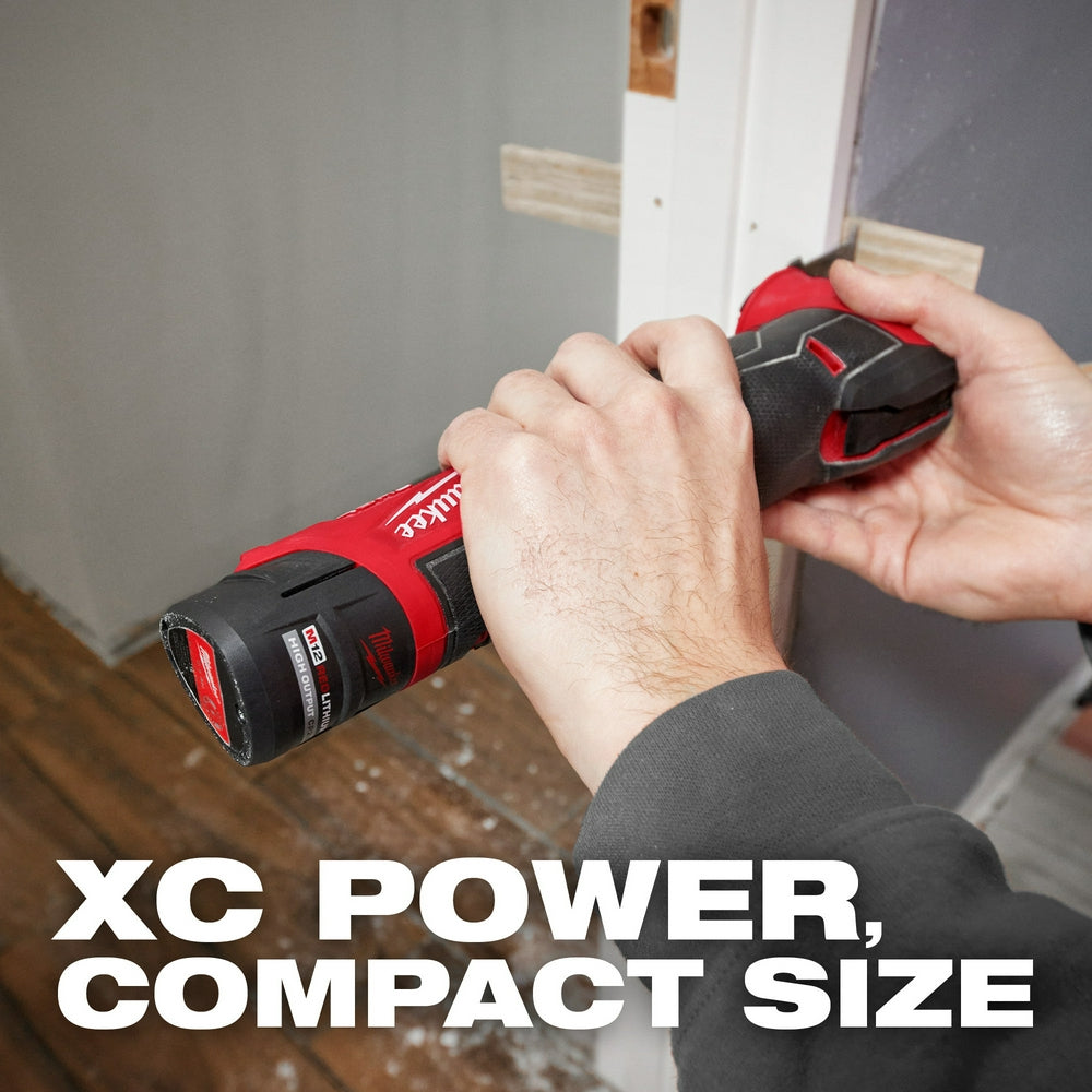 XC Power, Compact Size: Using a small tool with Battery a in construction setting