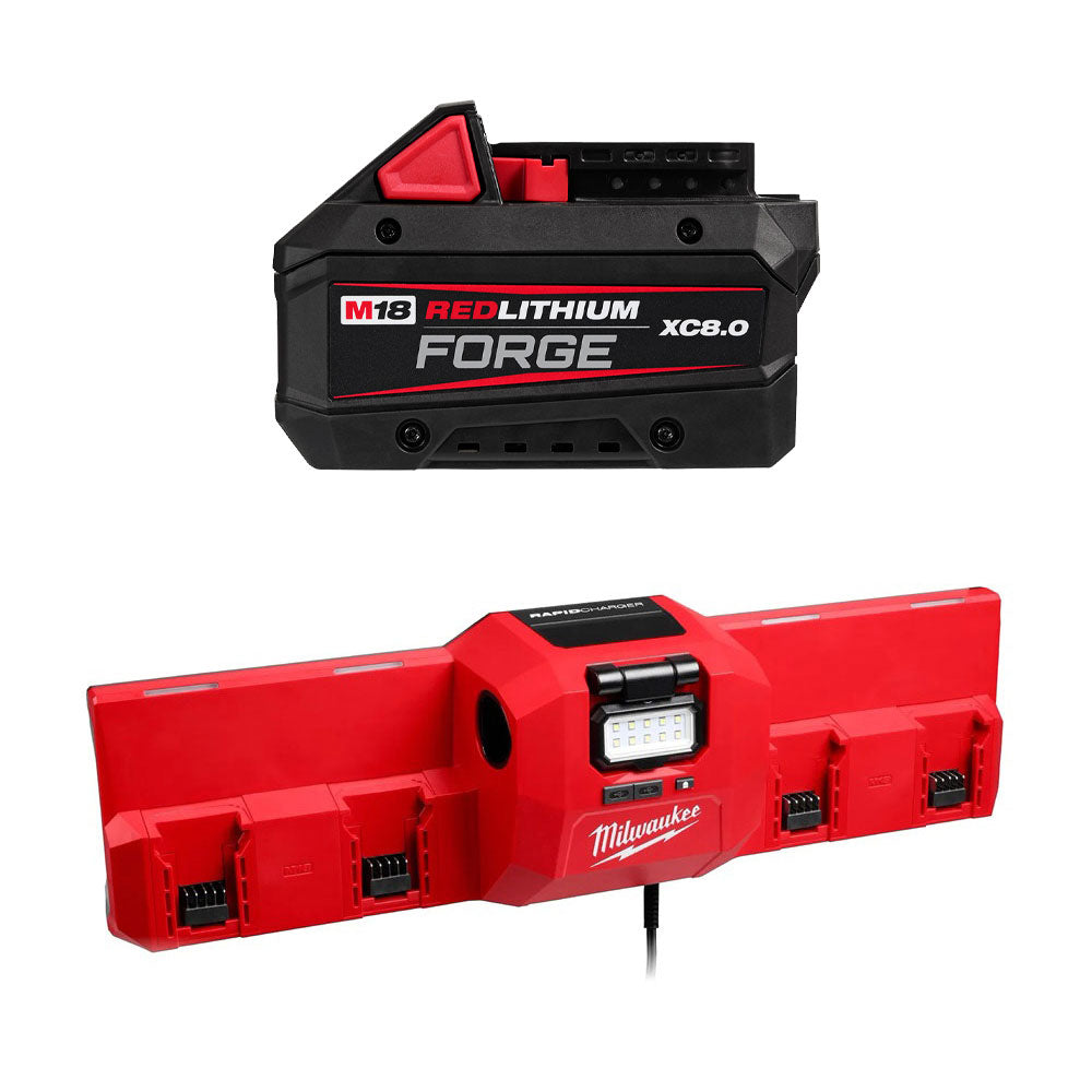 M18™ and M12™ Gangbox Rapid Charger & M18™ REDLITHIUM™ FORGE™ XC8.0 Battery Pack Bundle