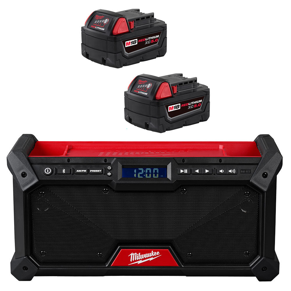 M18™ Bluetooth® Jobsite Radio & M18™ REDLITHIUM™ XC 5.0Ah Extended Capacity Battery Pack (2 Piece) Bundle