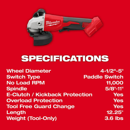 M18™ Brushless 4-1/2" / 5" Cut-Off Grinder, Paddle Switch