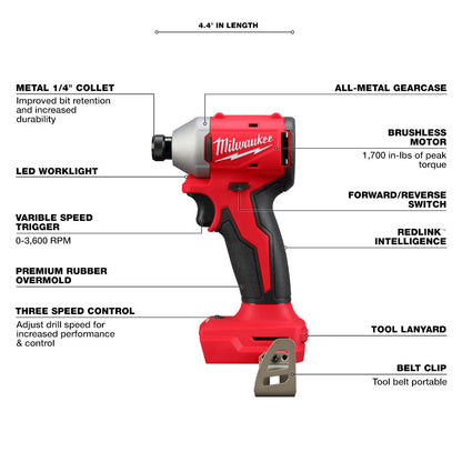 M18 Compact Brushless Impact Driver Three Speed