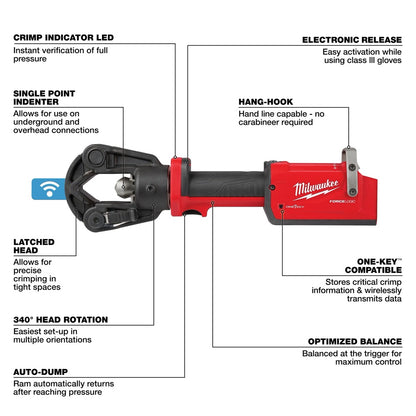 M18™ FORCE LOGIC™ 11T Dieless Latched Linear Utility Crimper