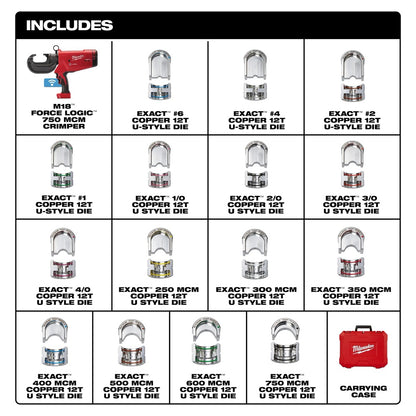 M18™ FORCE LOGIC™ 750 MCM Crimper with #6 - 750 MCM Cu Dies