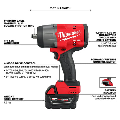 M18 FUEL™ 1/2" High Torque Impact wrench w/ Friction Ring Kit