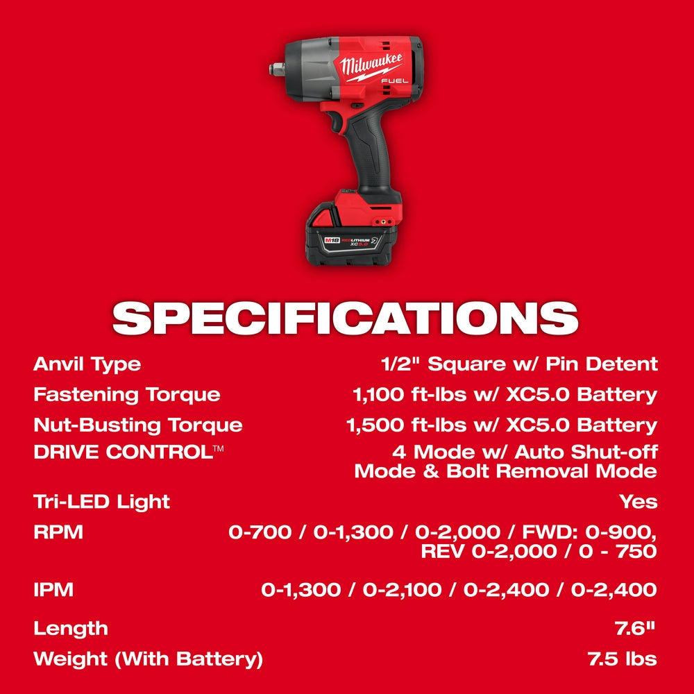 M18 FUEL™ 1/2" High Torque Impact wrench w/ Friction Ring Kit