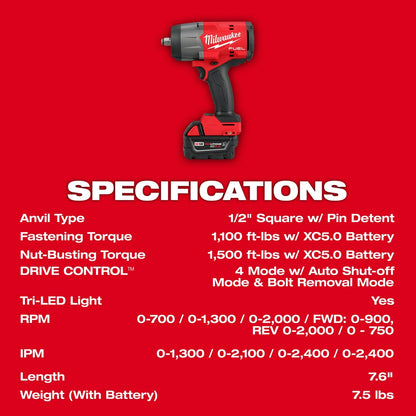 M18 FUEL™ 1/2" High Torque Impact wrench w/ Friction Ring Kit