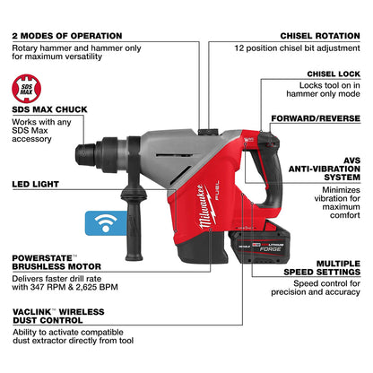 M18 FUEL™ 1-3/4" SDS MAX Rotary Hammer Kit w/ ONE-KEY™