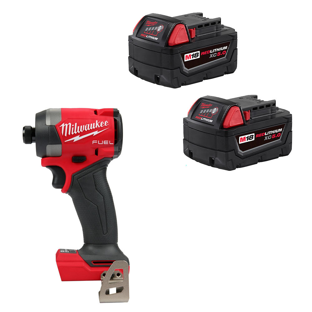 M18 FUEL™ 1/4" Hex Impact Driver & M18™ REDLITHIUM™ XC 5.0Ah Extended Capacity Battery Pack (2 Piece) Bundle