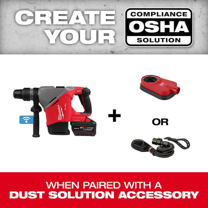 Red and black power tool with OSHA compliance logo and text on a gray background