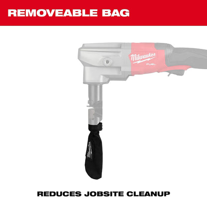 Milwaukee tool with a removeable bag feature on a white background