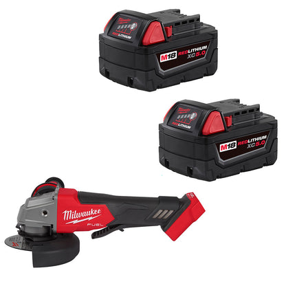 M18 FUEL™ 4-1/2" / 5" Grinder Paddle Switch, No-Lock & M18™ REDLITHIUM™ XC 5.0Ah Extended Capacity Battery Pack (2 Piece) Bundle