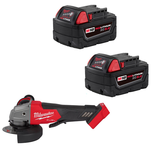 M18 FUEL™ 4-1/2" / 5" Grinder Paddle Switch, No-Lock & M18™ REDLITHIUM™ XC 5.0Ah Extended Capacity Battery Pack (2 Piece) Bundle