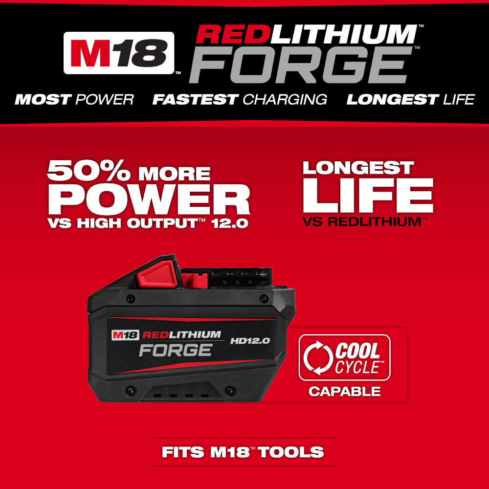 Battery pack with branding and features on a red background