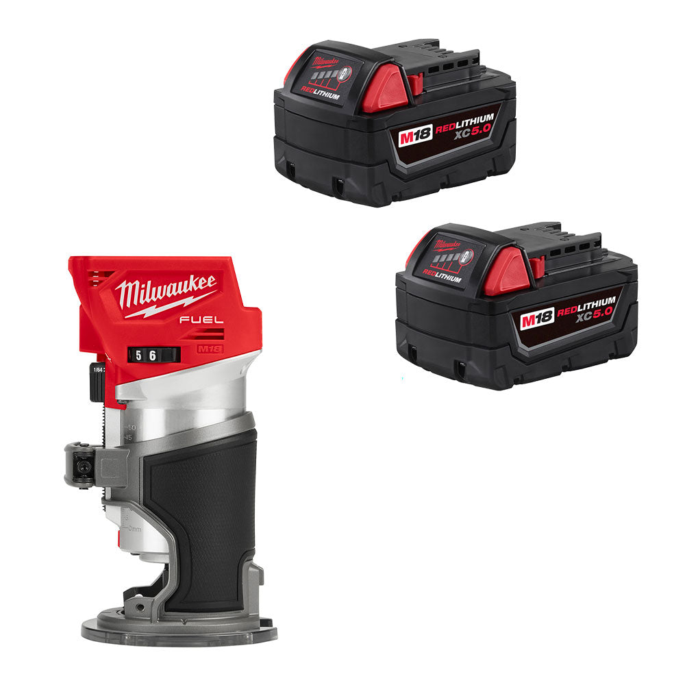 M18 FUEL™ Compact Router & M18™ REDLITHIUM™ XC 5.0Ah Extended Capacity Battery Pack (2 Piece) Bundle