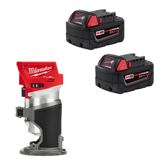 M18 FUEL™ Compact Router & M18™ REDLITHIUM™ XC 5.0Ah Extended Capacity Battery Pack (2 Piece) Bundle