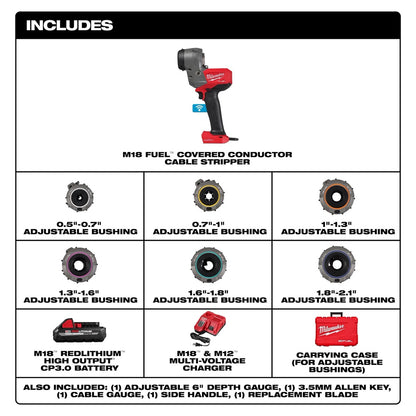 M18 FUEL™ Covered Conductor Cable Stripper Kit w/ Adjustable Bushings