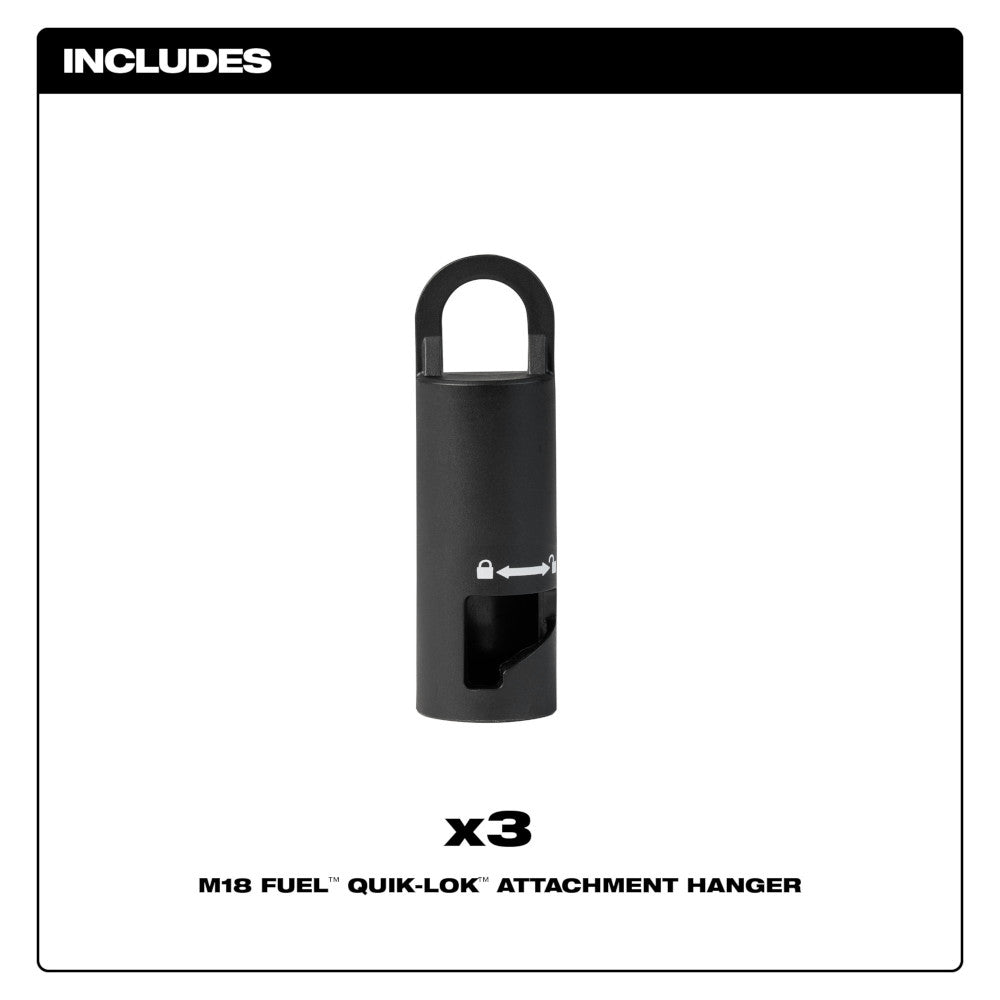 Includes M18 FUEL™ QUIK-LOK™ Attachment Hanger