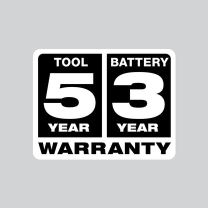 Tool 5 Year Warranty, Battery 3 Year Warranty