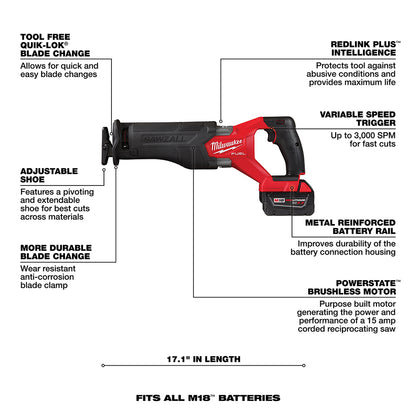 M18 FUEL™ SAWZALL® Recip Saw - 1 Battery XC5.0 Kit